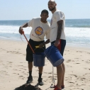 Los Angeles Lakers Darius Morris Robert Sacre Dockweiler cleanup beach